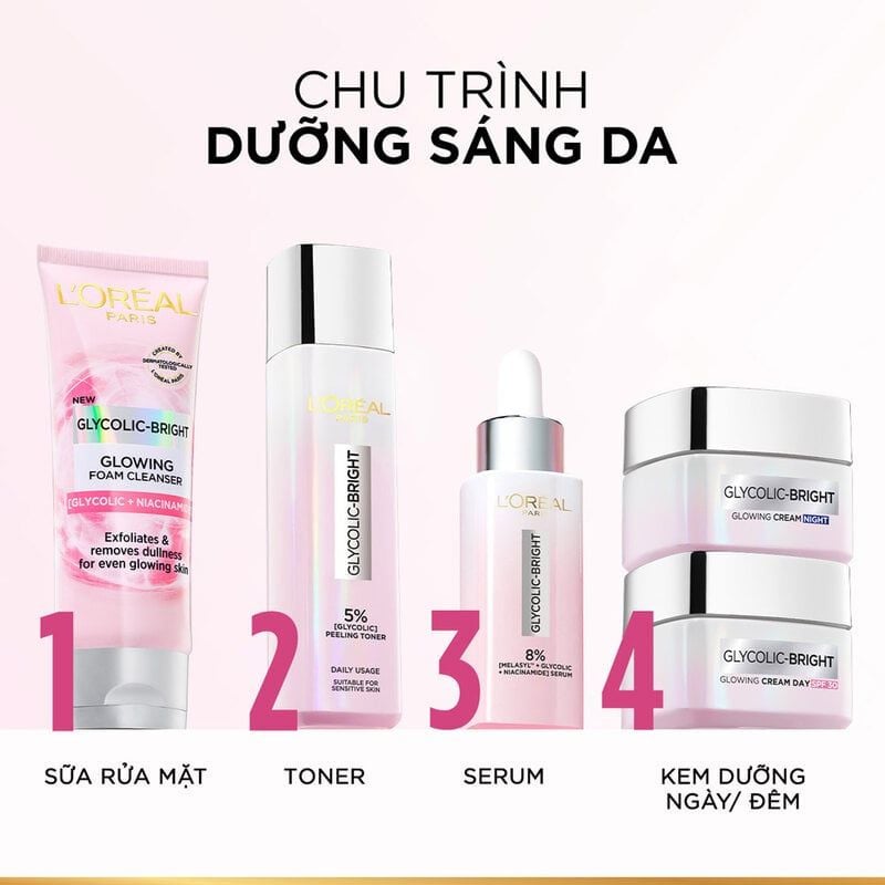 Nước Dưỡng L'oreal Hỗ Trợ Làm Sáng Da Glycolic - Bright Glowing Peeling Toner 128ml