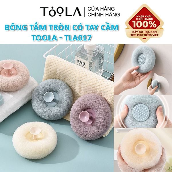  [NHẬP KHẨU] Bông Tắm Tròn Có Tay Cầm, Tạo Bọt Mềm Mịn TOOLA - TLA017 (Màu ngẫu nhiên) 
