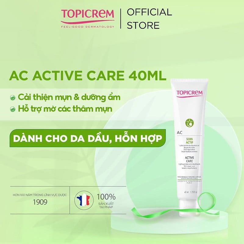 Kem Dưỡng Cải Thiện Da Mụn, Mờ Thâm, Dưỡng Ẩm Da Topicrem AC Active Care 40ml