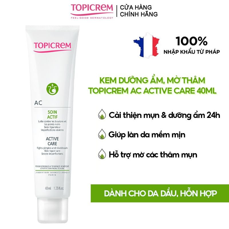 Kem Dưỡng Cải Thiện Da Mụn, Mờ Thâm, Dưỡng Ẩm Da Topicrem AC Active Care 40ml