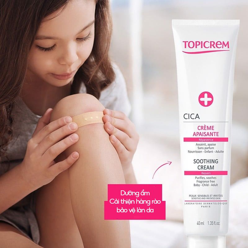 Kem Dưỡng Câp Ẩm, Làm Dịu Da Dành Cho Da Nhạy Cảm Topicrem Cica Soothing Cream 40ml