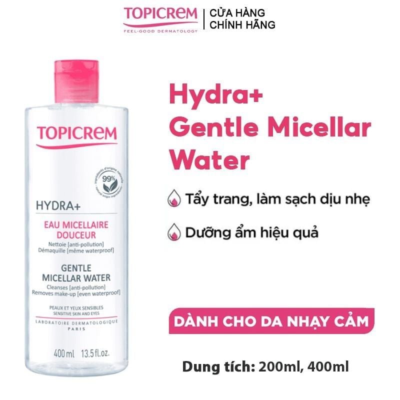 Nước Tẩy Trang Topicrem Dành Cho Da Khô & Nhạy Cảm Hydra+ Gentle Micellar Water