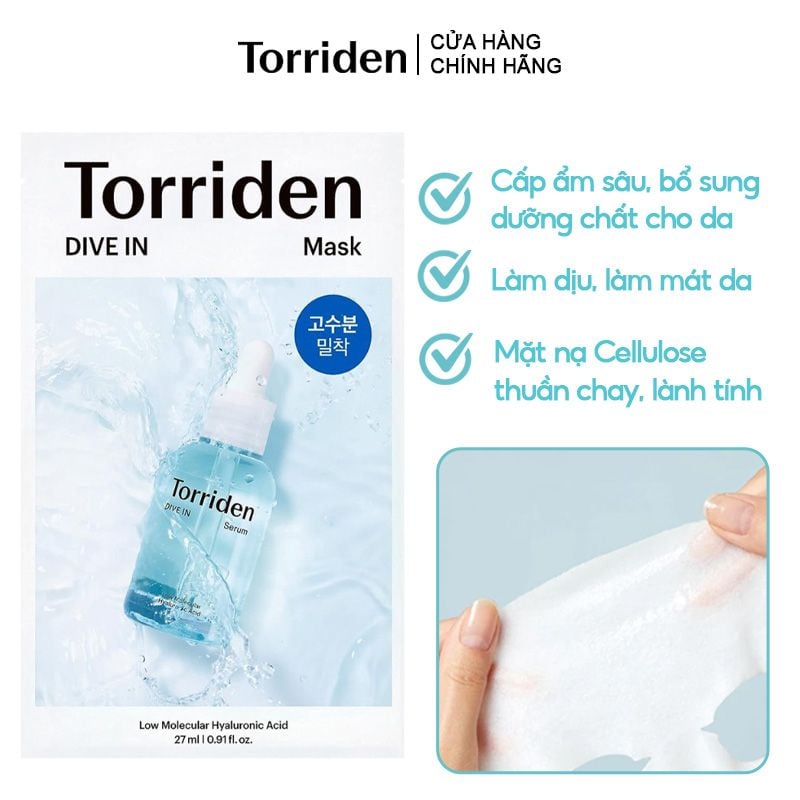 Mặt Nạ Dưỡng Ẩm, Làm Dịu Da Torriden Dive-In Low Molecular Hyaluronic Acid Mask Pack 27ml
