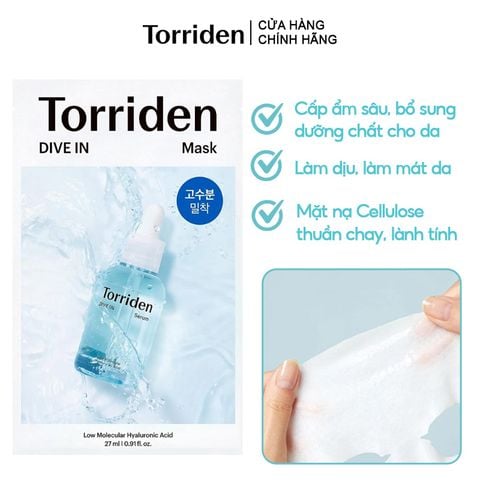 Mặt Nạ Torriden Dưỡng Ẩm, Làm Dịu Da Dive-In Low Molecular Hyaluronic Acid Mask Pack 27ml