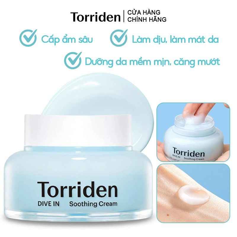 Kem Dưỡng Torriden Làm Dịu, Dưỡng Ẩm, Căng Mịn Da Dive-In Low Molecular Hyaluronic Acid Soothing Cream 100ml