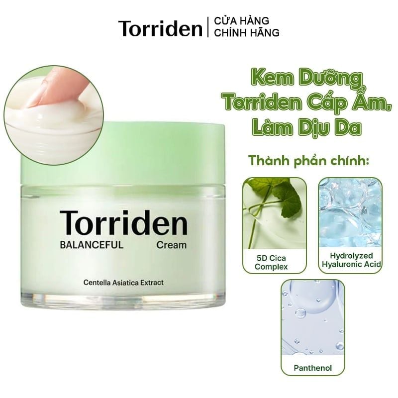Kem Dưỡng Torriden Cấp Ẩm, Làm Dịu Da Chiết Xuất Rau Má Balanceful Cica Cream 80ml