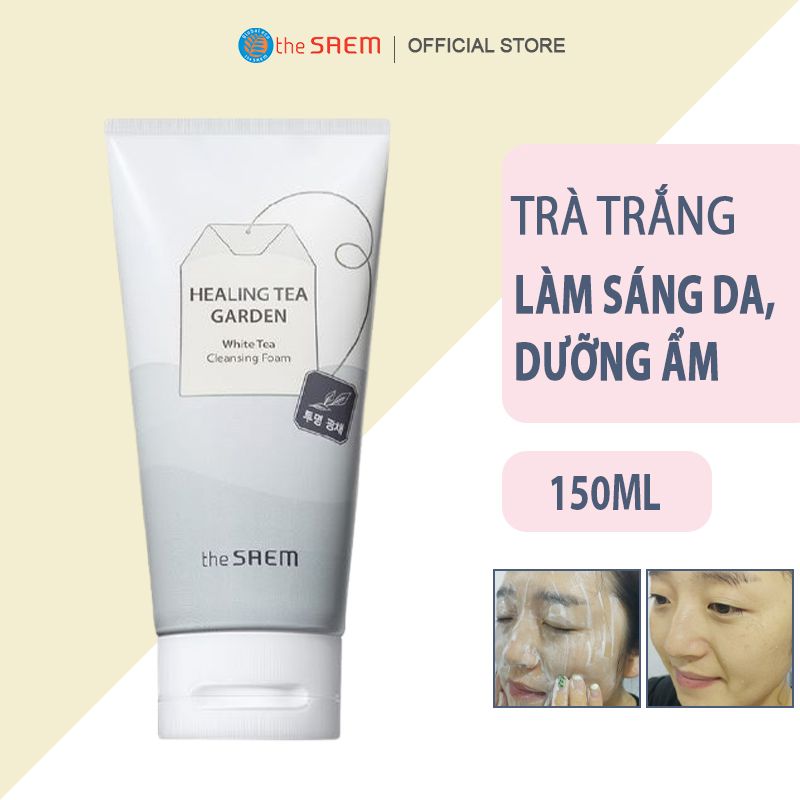 Sữa Rửa Mặt Làm Sáng Da, Dưỡng Ẩm Cho Da The Saem Healing Tea Garden White Tea Cleansing Foam 150ml