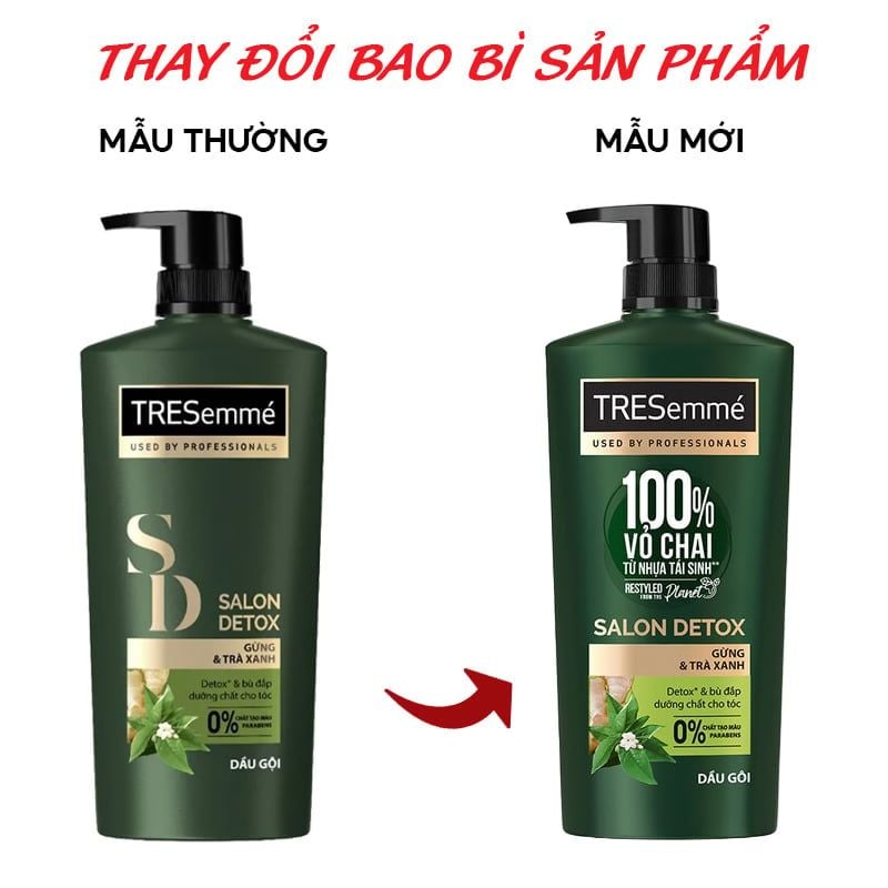 Dầu Gội Detox Tóc Chắc Khỏe Chiết Xuất Gừng Và Trà Xanh TRESemmé Salon Detox Shampoo 640g