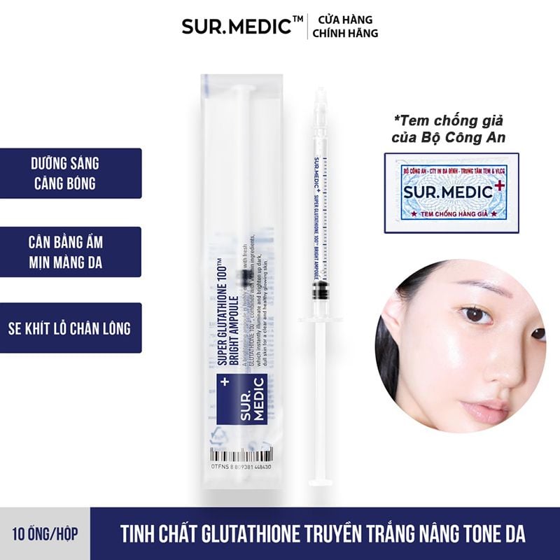 Tinh Chất Truyền Trắng Sur.Medic+ Super Glutathione 100TM Bright Ampoule