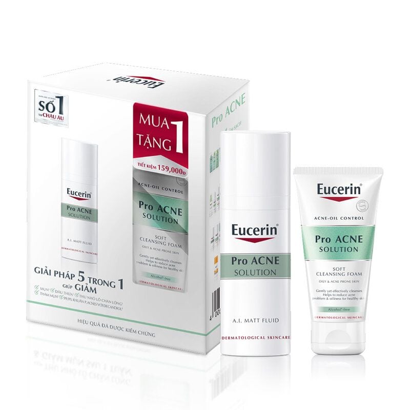 Kem Dưỡng Eucerin Kiểm Soát Dầu, Cải Thiện Mụn Acne-Oil Control Pro Acne Solution A.I Matt Fluid 50ml