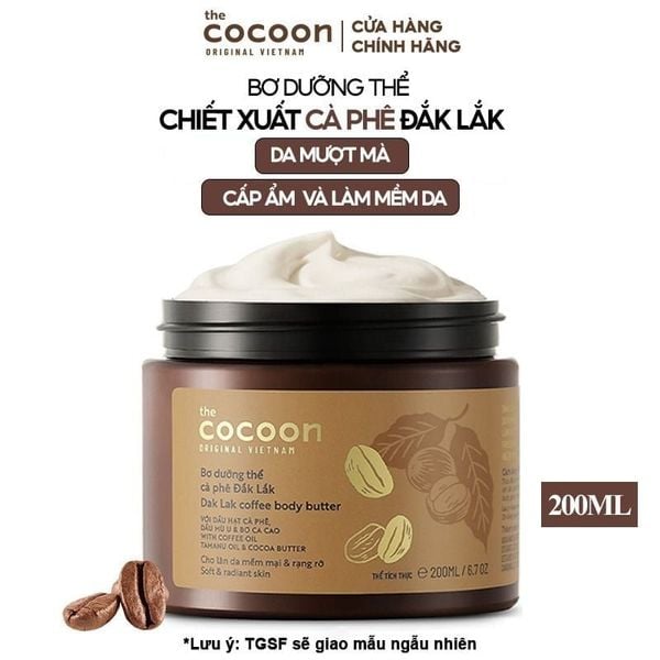  Bơ Dưỡng Thể Cocoon Chiết Xuất Cà Phê Cấp Ẩm Dưỡng Mịn Da Dak Lak Coffee Body Butter 200ml 