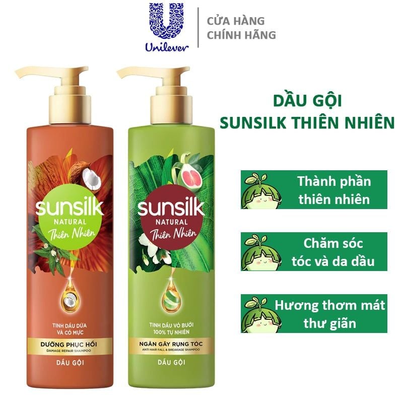 Dầu Gội Sunsilk Thiên Nhiên Ngăn Gãy Rụng và Dưỡng Phục Hồi Tóc 380ml