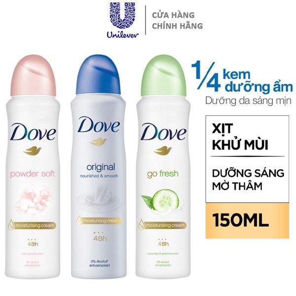  Xịt Khử Mùi Dove Dưỡng Ẩm Vùng Da Dưới Cánh Tay 