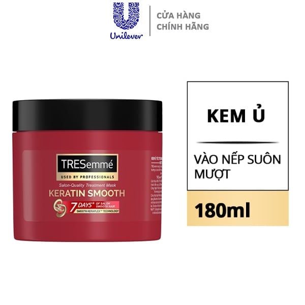 Kem Ủ Tóc Vào Nếp Mượt Mà TRESemmé Keratin Smooth Salon-Quality Treatment Mask 180ml