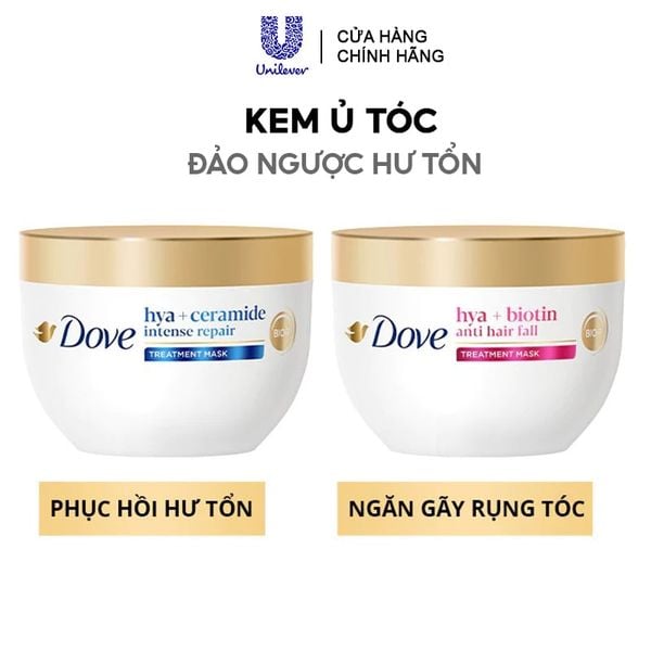 Kem Ủ Tóc Cao Cấp, Hỗ Trợ Phục Hồi Tóc Hư Tổn, Ngăn Gãy Rụng Tóc Dove Hya Treatment Mask 300ml