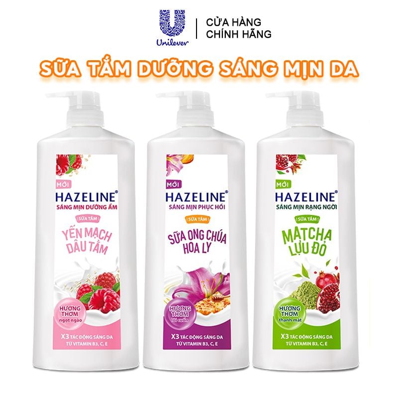 Sữa Tắm Sáng Da, Dưỡng Ẩm Cho Da Mềm Mịn, Rạng Ngời Hazeline