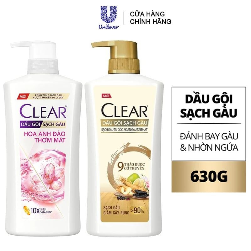 [630g] Dầu Gội Sạch Gàu, Nuôi Dưỡng Da Đầu Clear