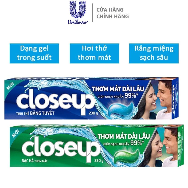 Kem Đánh Răng Closeup Thơm Mát Dài Lâu 230g