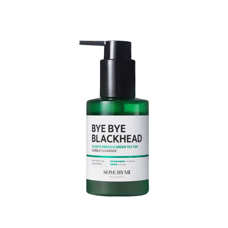 Sữa Rửa Mặt Sủi Bọt Some By Mi Hỗ Trợ Cải Thiện Mụn Đầu Đen Bye Bye Blackhead 30 Days Miracle Green Tea Tox Bubble Cleanser 120g