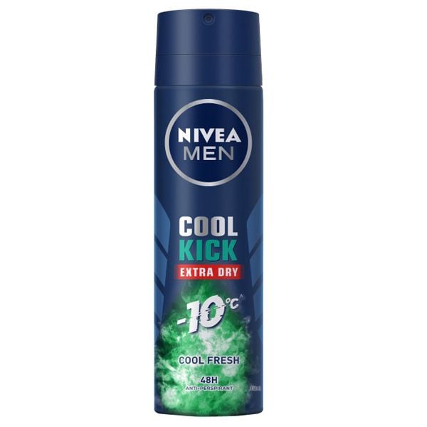 Xịt Khử Mùi Cho Nam Nivea Men Cool Kick Extra Dry Anti-Perspirant Spray 150ml