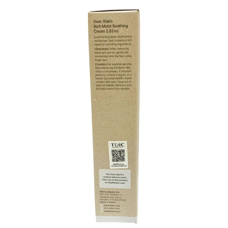 Kem Dưỡng Ẩm Chuyên Sâu Klairs Rich Moist Soothing Cream 80ml