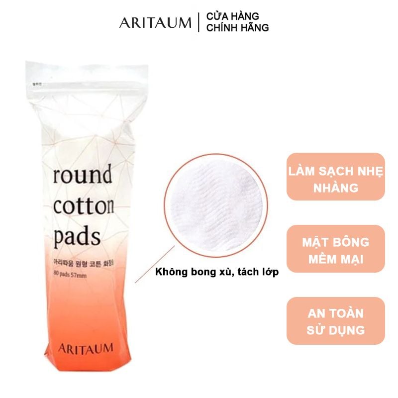 Bông Tẩy Trang Hình Tròn Aritaum Round Cotton Pads - 80 miếng