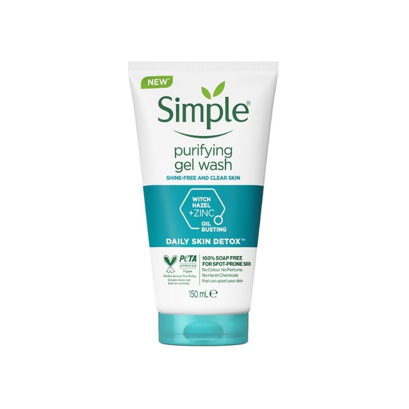 Gel Rửa Mặt Không Chứa Xà Phòng Kiềm Dầu, Ngừa Mụn Cho Da Nhạy Cảm Simple Purifying Gel Wash 150ml