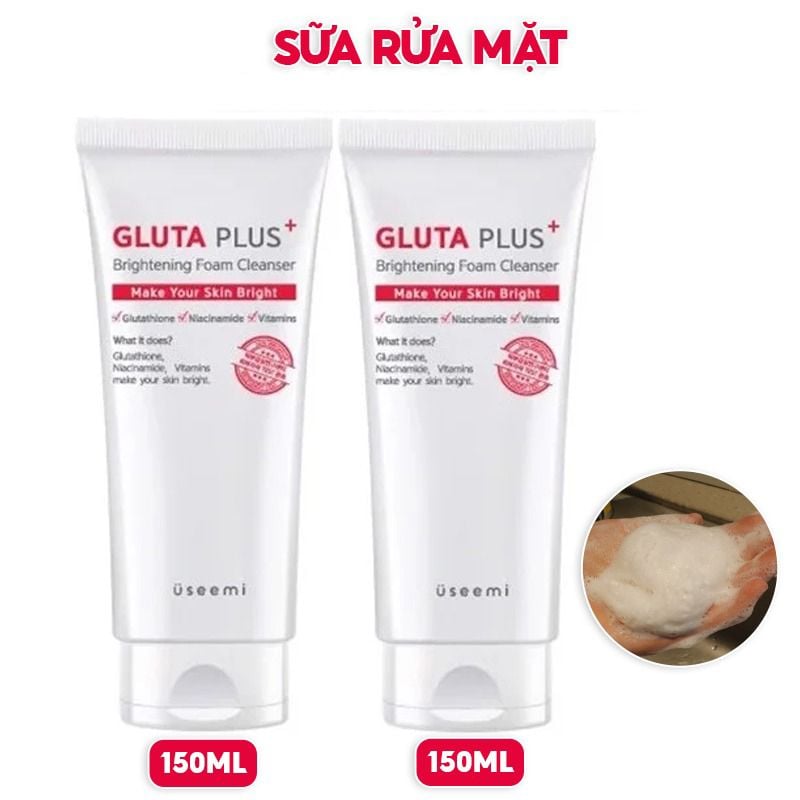 Sữa Rửa Mặt Useemi Hỗ Trợ Dưỡng Trắng Da Gluta Plus Brightening Foam Cleanser 150ml