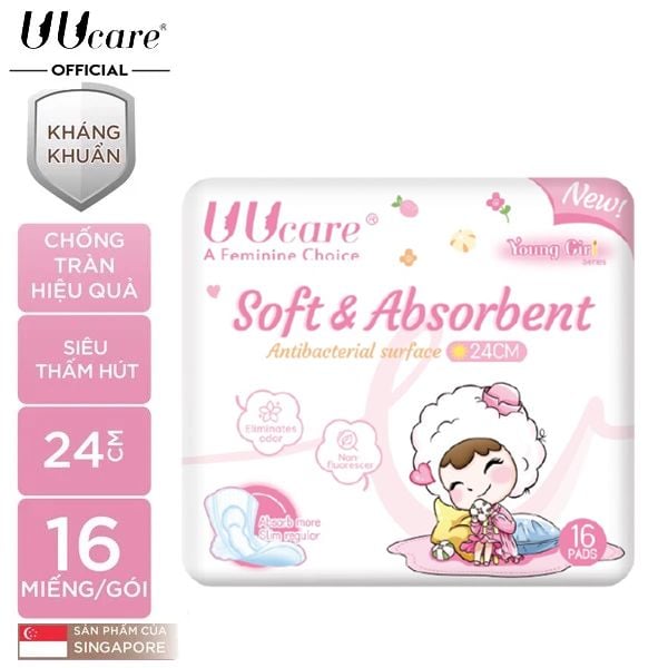 Băng Vệ Sinh Siêu Thấm Ban Ngày UUcare Young Girl Series 24cm - Gói 16 Miếng (Che tên sản phẩm khi giao hàng)