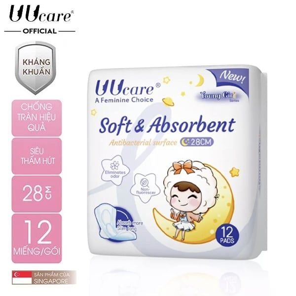  Băng Vệ Sinh Kháng Khuẩn Ngày Và Đêm UUcare Young Girl Series 28cm - 12 Miếng (Che tên sản phẩm khi giao hàng) 