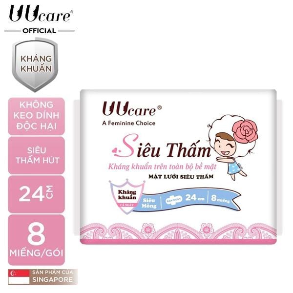 Băng Vệ Sinh UUcare Siêu Thấm Ban Ngày Young Girl Series 24cm - Gói 8 Miếng (Che tên sản phẩm khi giao hàng)