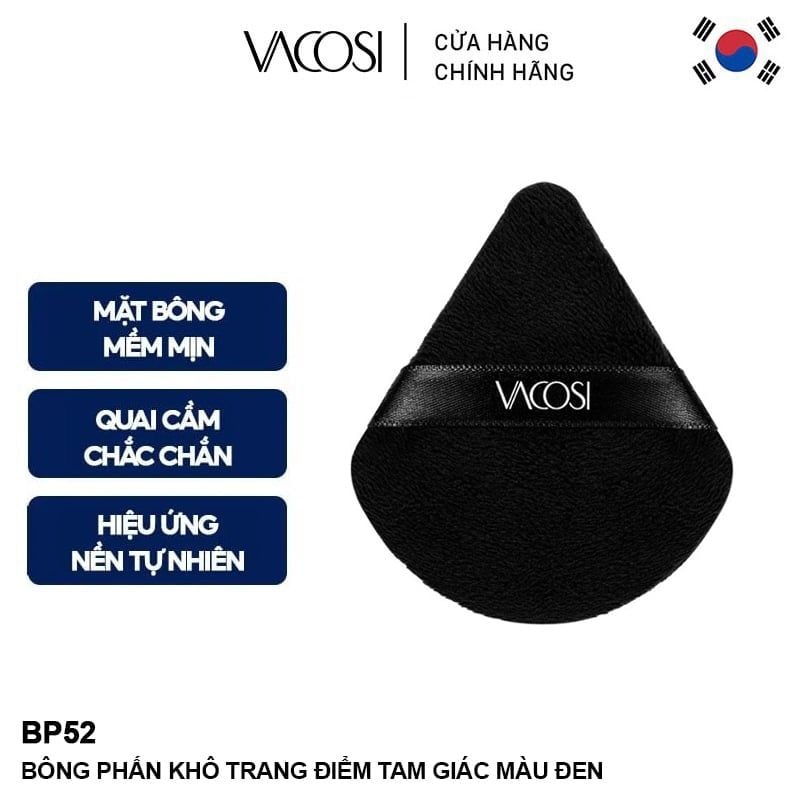 Bông Phấn Khô Trang Điểm Tam Giác Màu Đen Vacosi - BP52