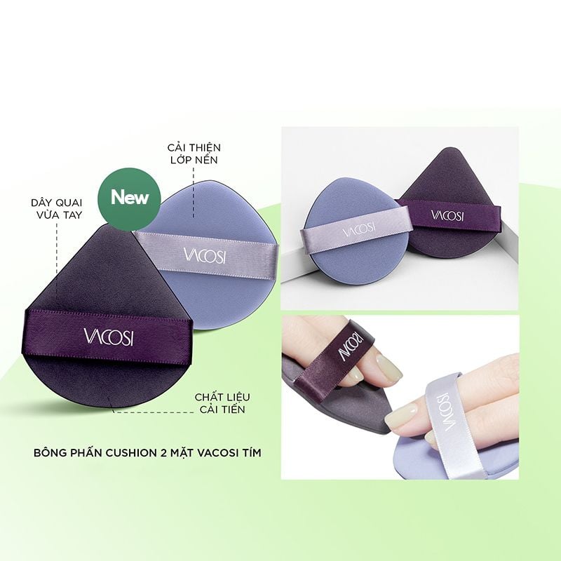 Set 2 Bông Phấn Cushion 2 Mặt Vacosi