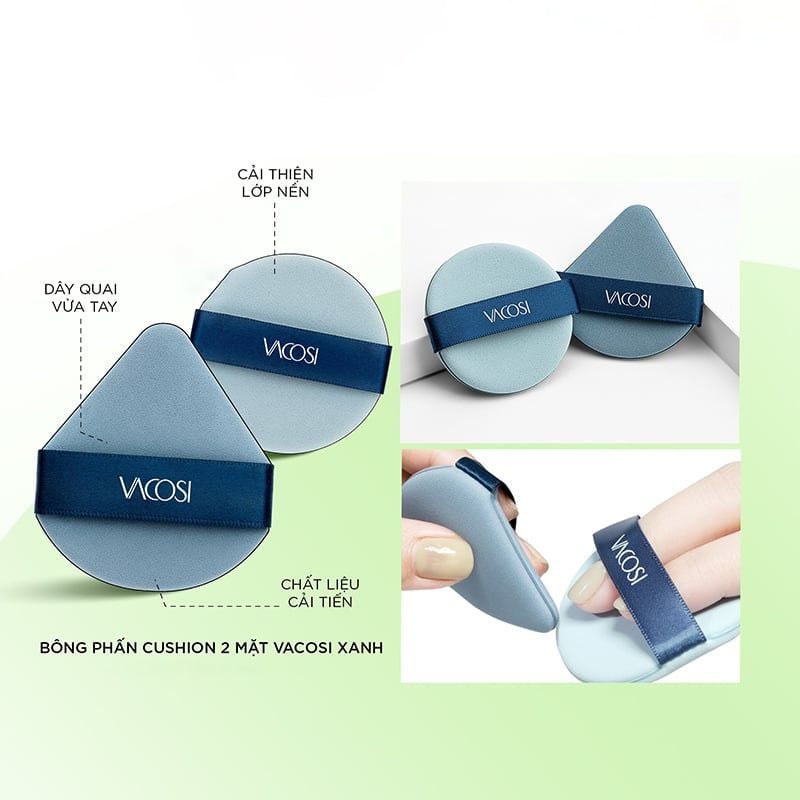 Set 2 Bông Phấn Cushion 2 Mặt Vacosi