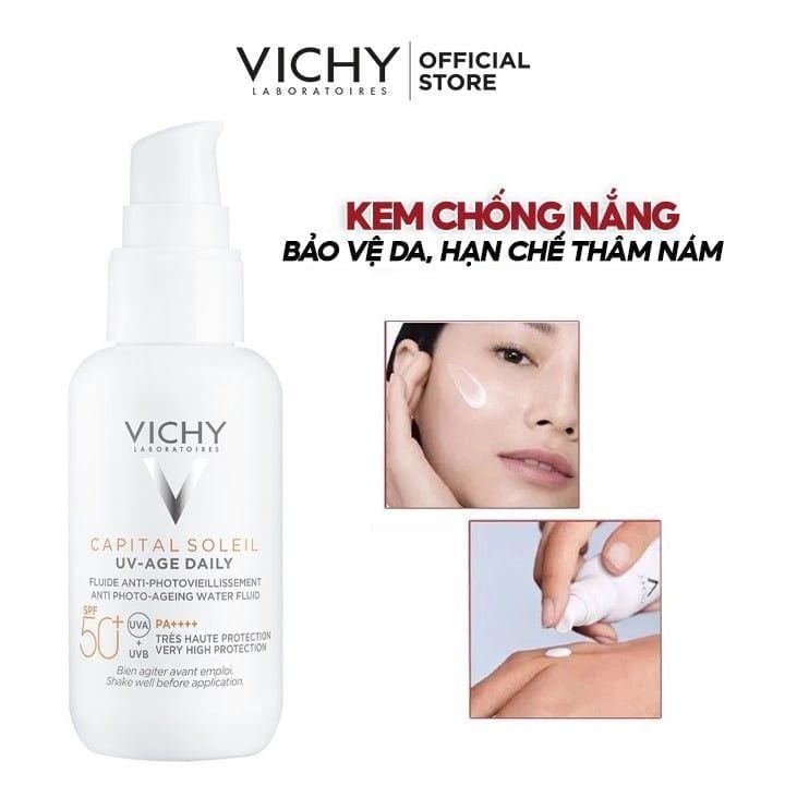 Gel Chống Nắng Bảo Vệ Da Hạn Chế Thâm Nám Vichy Capital Soleil UV-AGE Daily SPF50 PA++++ 40ml