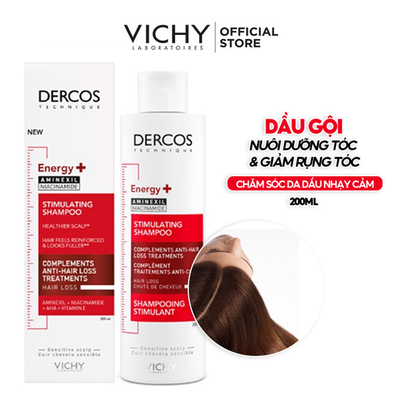  [200ml] Dầu Gội Vichy Hỗ Trợ Giảm Rụng Tóc Dercos Energising Stimulating Shampoo 