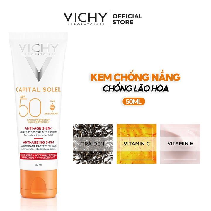 Kem Chống Nắng Chống Lão Hóa Vichy Capital Soleil Anti-Ageing 3-In-1 SPF50+ 50ml