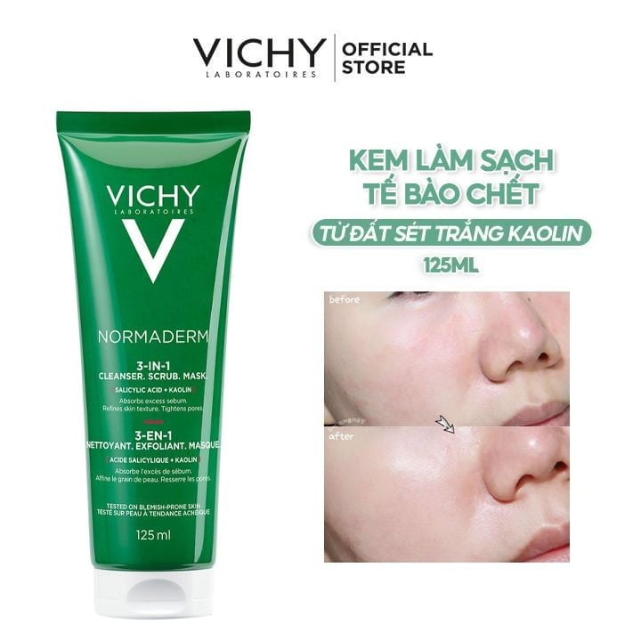 Kem Tẩy Tế Bào Chết Vichy Normaderm 3in1 Scrub+Cleanser+Mask 125ml