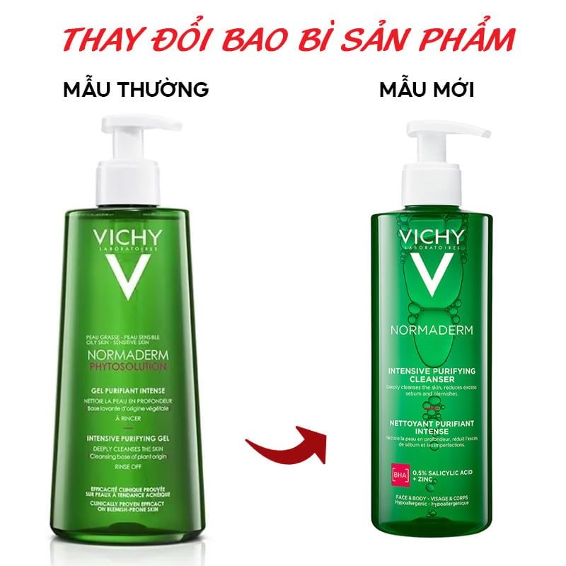 Gel Rửa Mặt Cho Da Dầu Mụn Làm Sạch Sâu, Giảm Nhờn Vichy Normaderm Phytosolution Intensive Purifying Gel