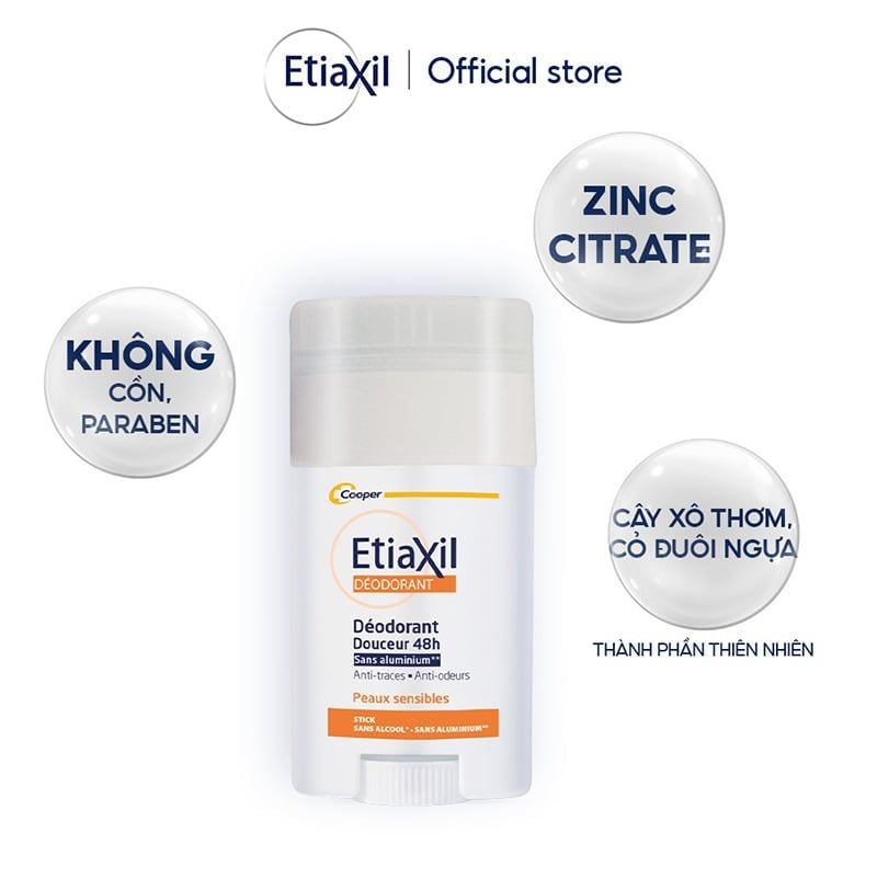 Lăn Khử Mùi Hằng Ngày Dạng Sáp Etiaxil Deodorant Douceur 48H Peaux Sensibles Stick 40g (Che tên sản phẩm khi giao hàng)