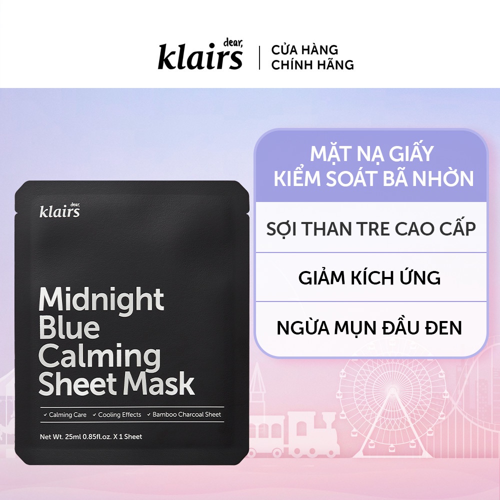 Mặt Nạ Làm Dịu, Hỗ Trợ Giảm Kích Ứng, Phục Hồi Da Klairs Midnight Blue Calming Sheet Mask 25ml