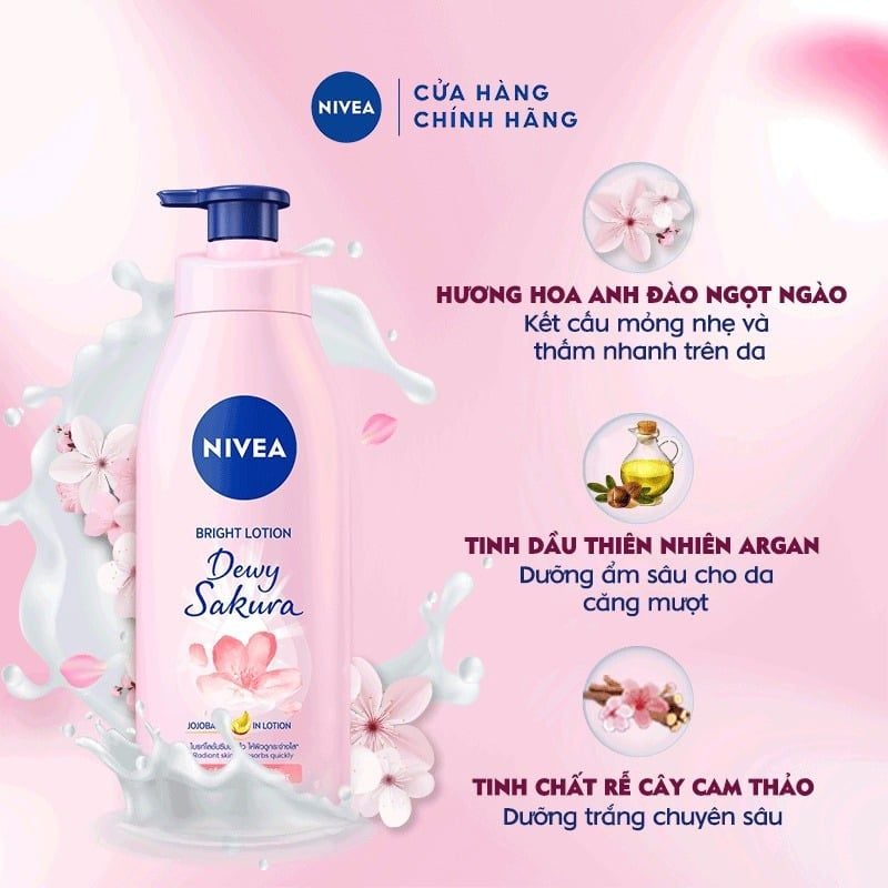 Sữa Dưỡng Thể Nivea Hỗ Trợ Dưỡng Sáng Da Hương Hoa Bright Lotion