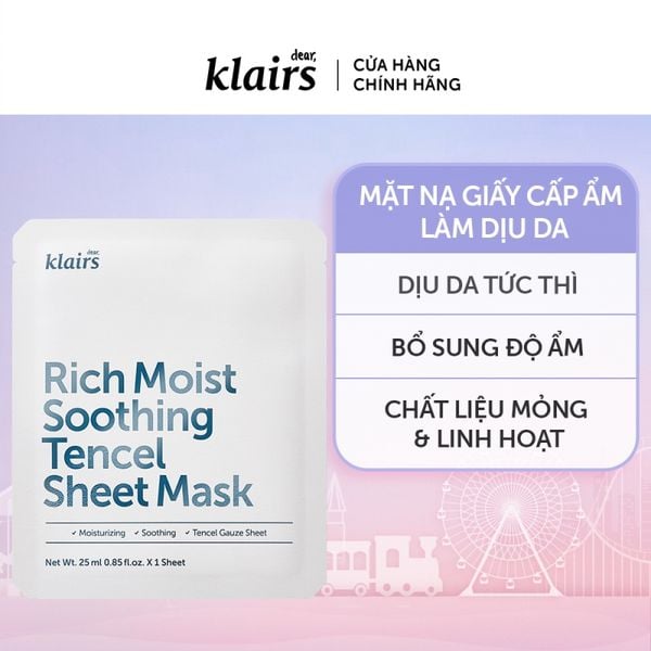  Mặt Nạ Klairs Dưỡng Ẩm, Bảo Vệ Da Khỏe Mạnh Rich Moist Soothing Tencel Sheet Mask 