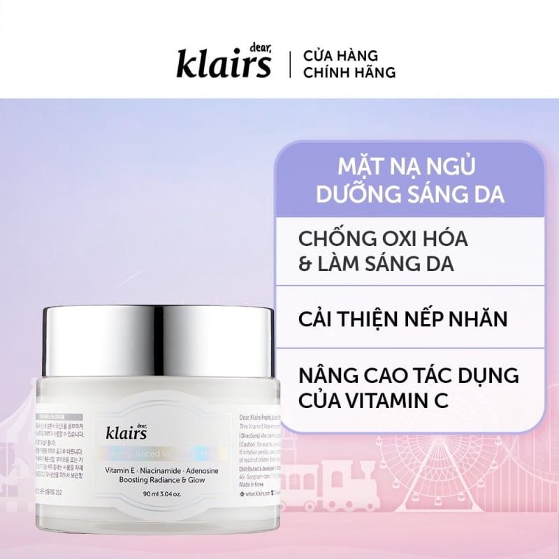 Mặt Nạ Ngủ Vitamin E Dưỡng Ẩm, Chống Lão Hóa Klairs Freshly Juiced Vitamin E Mask 90ml