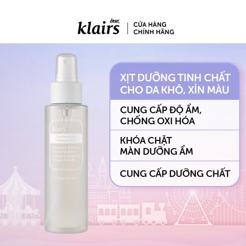 Xịt Khoáng Dưỡng Ẩm, Làm Dịu Da Klairs Fundamental Ampule Mist 125ml