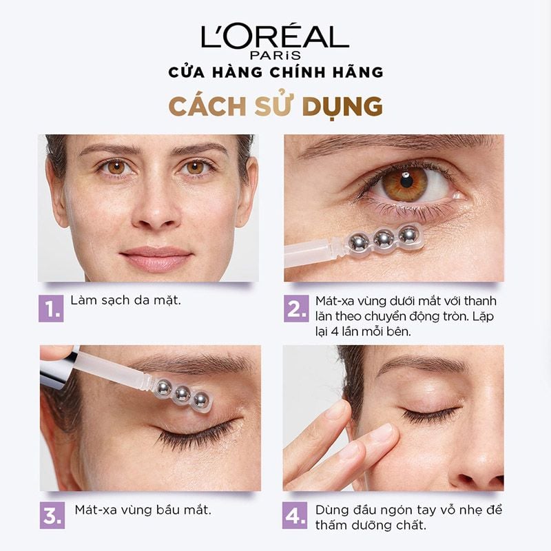 Serum L'oreal Dưỡng Mắt Giảm Bọng Mắt, Mờ Quầng Thâm & Làm Đầy Rãnh Nhăn L'oreal Paris Revitalift Hyaluronic Acid Eye Serum 20ml