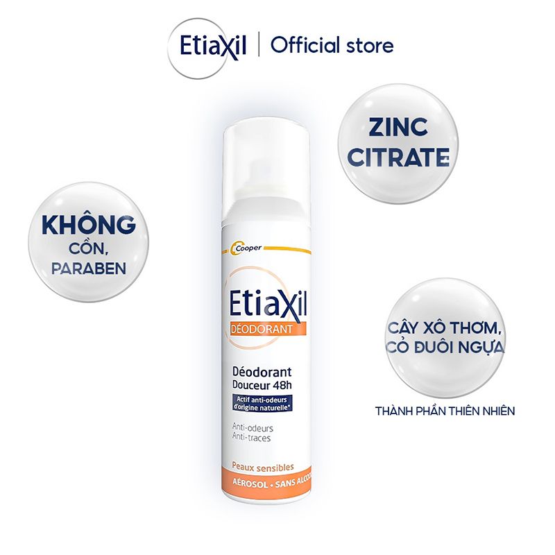 Xịt Khử Mùi Hằng Ngày Dạng Phun Sương Etiaxil Deodorant 48h Aérosol 150ml