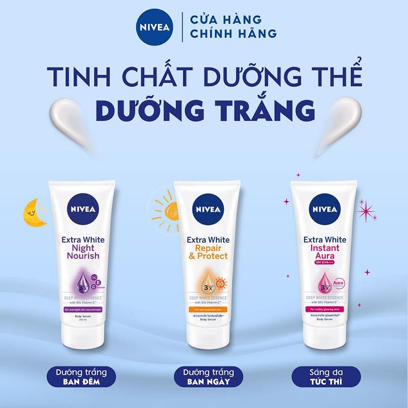 Sữa Dưỡng Thể Hỗ Trợ Dưỡng Trắng Da Ban Ngày & Đêm Nivea Extra Bright Body Serum