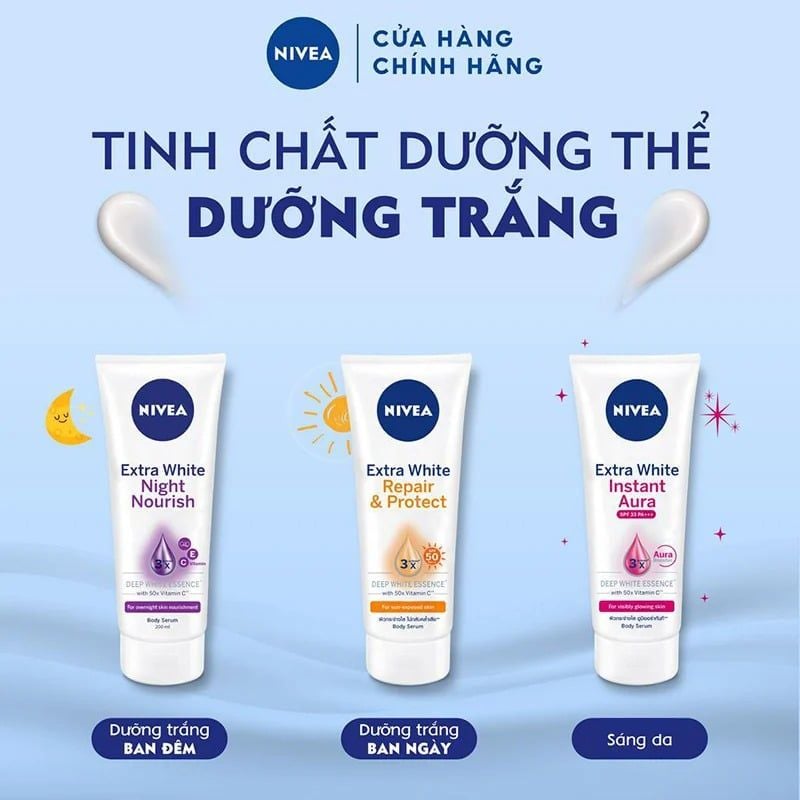 Sữa Dưỡng Thể Nivea Hỗ Trợ Dưỡng Trắng Da Ban Ngày & Đêm Extra Bright Body Serum