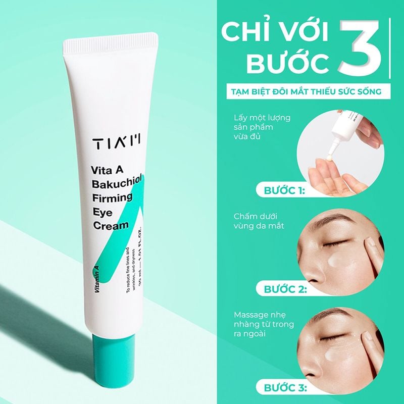 Kem Dưỡng Mắt Hỗ Trợ Giảm Nếp Nhăn, Mờ Quầng Thâm Tiam Vita A Bakuchiol Firming Eye Cream 30ml